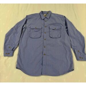 TravelSmith Mens Long Sleeve Button Up Shirt Blue Pockets Vented Size Large